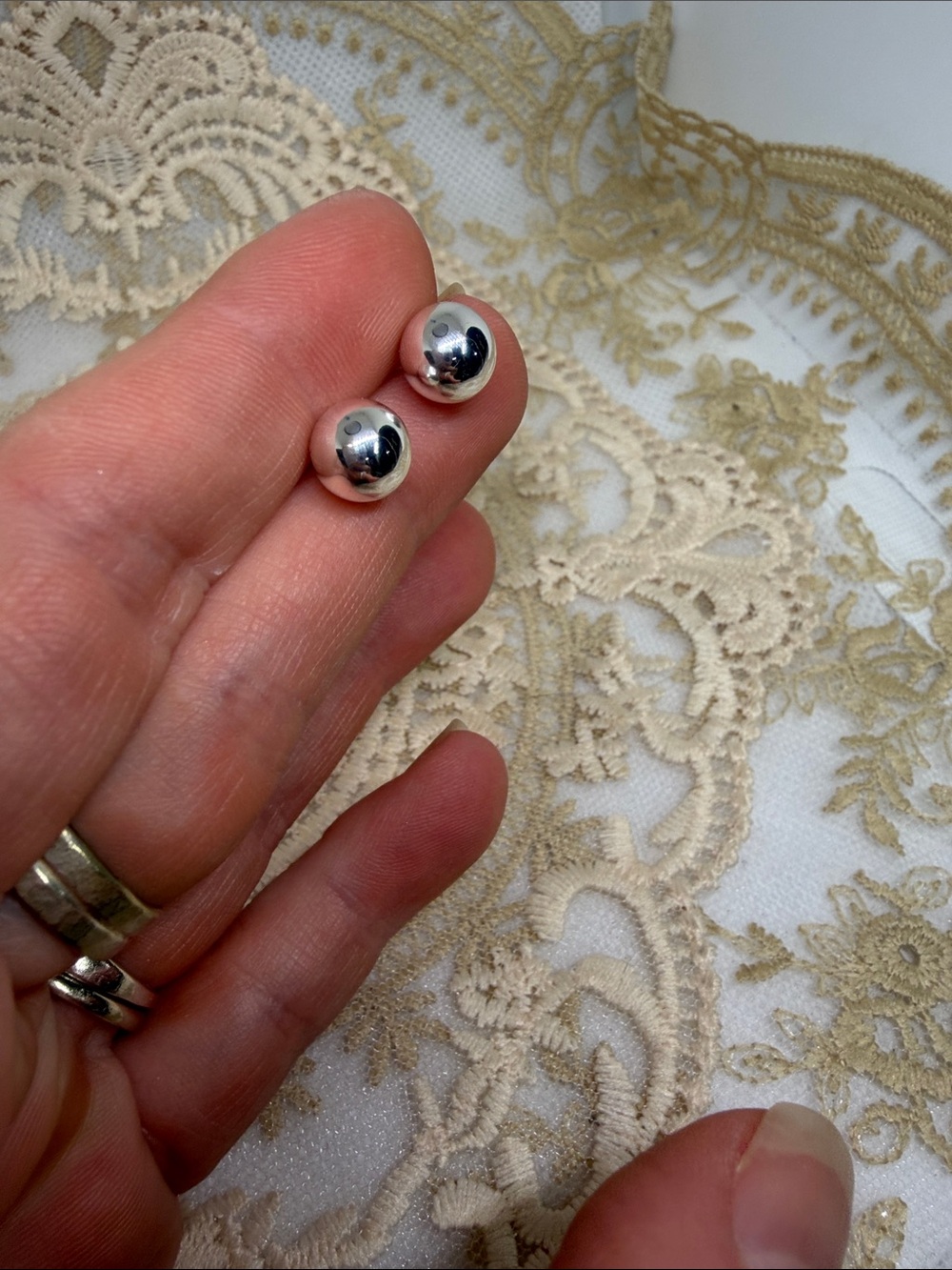 925 Sterling Silver 8mm High Polish Ball Stud Earrings | Old Money mirror ball - Picture 5 of 8